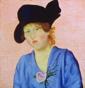 Portret van een vrouw in blauw door Nikolai Nikolaevich Popov