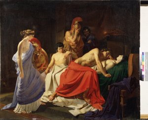 Achilles treurt om de dood van Patroclus