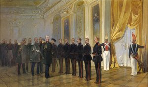 De presentatie van het Siberische Kozakkenregiment aan keizer Nicolaas I...in 1833, 1891