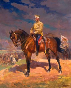 Portret van Groothertog Nikolai Nikolayevich te Paard