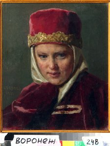 Boyarvrouw in traditionele Russische kleding