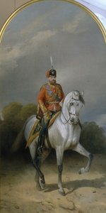 Portret van keizer Alexander III 1845-1894 in het uniform van het Hussar-regiment van de Leib Guard, 1881 door Nikolai Yegorovich Sverchkov