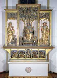 Groep houten sculpturen, van het Isenheim Altaarstuk, ca. 1490