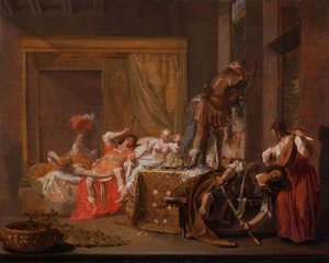 Scène van de Bruiloft van Messalina en Gaius Sillius, ca. 1645-50 door Nikolaus Knüpfer