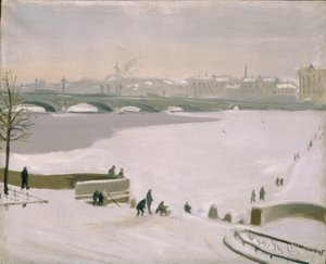 Oversteken van de bevroren Nevarivier, 1935 door Nikolay Fyodorovich Lapshin