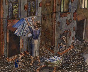 Oude binnenplaats, 1930 door Nikolay Ivanovich Evgrafov