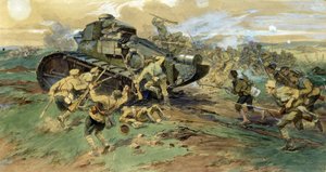 De verovering van een tank op de Krim. Slag tijdens de Russische burgeroorlog (1917-1923), tussen het Witte Leger en de Rode Garde door Nikolay Semenovich Samokish