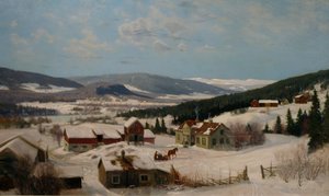 Boerderij in winterlandschap