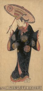 De Acteur Arashi Wakano als een wakashu jongere in een kappa regenjas, ca. 1725 door Nishikawa Yoshinobu