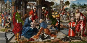 De aanbidding van de wijzen met de schenker Philippe de Villiers de l