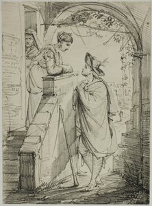Vrouw en man in gesprek door Noel Thomas Joseph Clerian