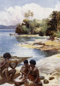Dinnertijd in Kwato, Brits Nieuw-Guinea door Norman Hardy