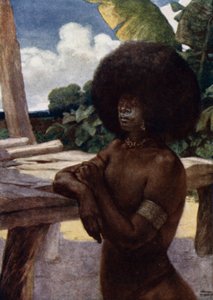 Inheemse van Brits Nieuw-Guinea, toont de manier van haar dragen door Norman Hardy