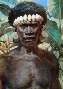Portret van een kannibaal van de Solomon-eilanden, 1908