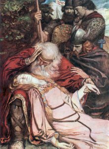 Lear, "Cordelia, Cordelia". King Lear - Act V, Scene 3 (kleurenlitho) door Norman Mills (after) Price