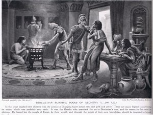 Diocletianus verbrandt boeken over alchemie 290AD