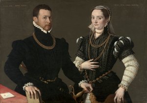 Portret van een paar, c. 1580-1588 door Northern Italian School