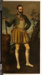 Portret van een man in harnas (mogelijk Emmanuel Filibert, hertog van Savoye) door Northern Italian School