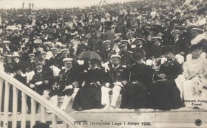Dignitarissen kijken naar de Olympische Spelen van 1906, Athene door Norwegian Photographer