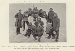 De bemanning van de Fram na hun tweede winter, circa 24 februari 1895 door Norwegian Photographer