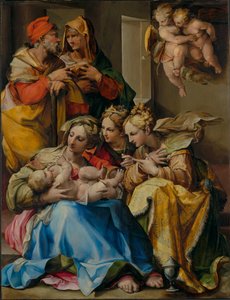 Heilige Familie met de heiligen Anna, Catharina van Alexandrië en Maria Magdalena door Nosadella