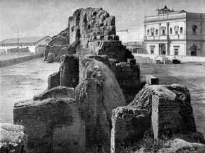 Resten van de Servische muur nabij het treinstation, Rome, 1902