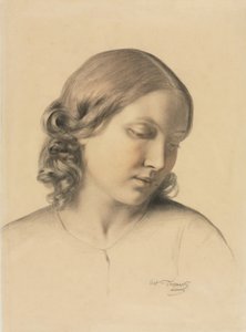Portret van een jonge vrouw door Octave Tassaert