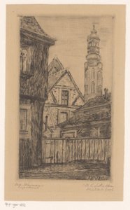 Stadsgezicht met de toren in Weimar