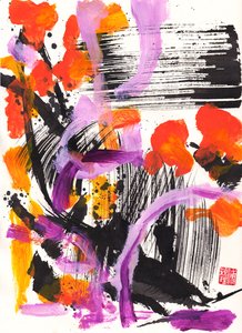 Bach Ontmoeting Bloemrijke Inkt Abstractie door Odilia W. Y. Fu