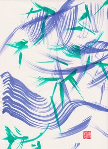 Zen Groene Bamboe Abstractie 1 door Odilia W. Y. Fu