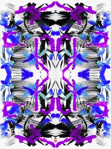 Zen Inkt Blauw Paarse Bloemenpatroon door Odilia W. Y. Fu