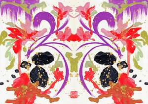 Zen Oranje Paarse Bloemen 1 door Odilia W. Y. Fu