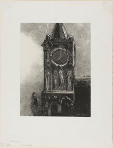 Een klok in de toren luidde het uur, plaat 4 uit Le Jure van Edmond Picard door Odilon Redon