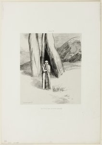 Een Gek in een Somber Landschap, plaat 3 van 6 door Odilon Redon