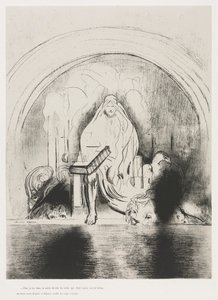 En Ik Zag in de Rechterhand van Hem die op de Troon Zat een Boek Geschreven van Binnen en van Achteren, Verzegeld met Zeven Zegels door Odilon Redon