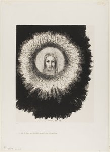 En in de Zeer Schijf van de Zon Verlicht het Gezicht van Jezus Christus, plaat 10 uit De Verleiding van Sint Antonius (1e serie) door Odilon Redon