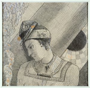 Buste van een vrouw met het hoofd naar links gebogen door Odilon Redon
