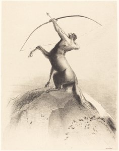 Centaur die op de Wolken Richt door Odilon Redon