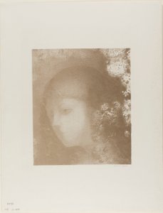Kinderhoofdje met bloemen door Odilon Redon