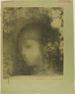Kinderhoofdje met bloemen door Odilon Redon