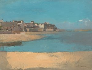 Dorp aan zee, Bretagne door Odilon Redon