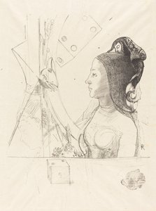 Profiel van een vrouw door Odilon Redon