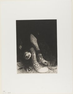 Bloemen vallen en het hoofd van een python verschijnt, plaat 5 van 24 door Odilon Redon