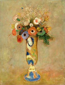 Bloemen in een geschilderde vaas