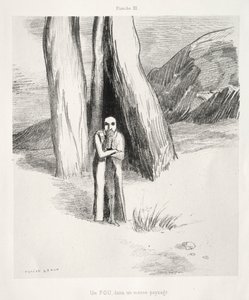 Hulde aan Goya: Een Gek in een Somber Landschap