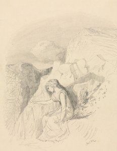 Melancholie, ca. 1868 door Odilon Redon