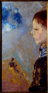Portret van Ari Redon (1889-1972) op de marinepas (zoon van de kunstenaar) door Odilon Redon