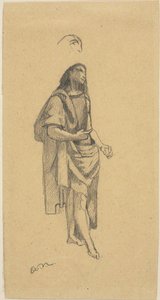 Sint Johannes de Doper, met schets van hoofd door Odilon Redon