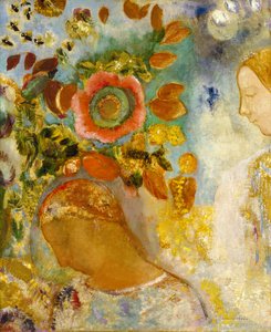 Twee jonge meisjes tussen bloemen