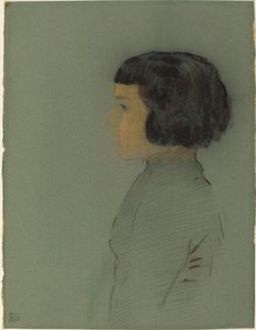 Jonge vrouw in profiel door Odilon Redon